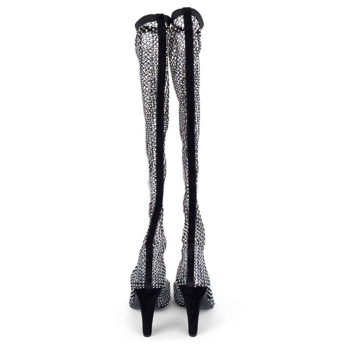 SAINT LAURENT silber LUREX MESH 68 110 RHINESTONE Stiefel Schuhe 42 laufen klein im Zustand „Hervorragend“ im Angebot in Zürich, CH