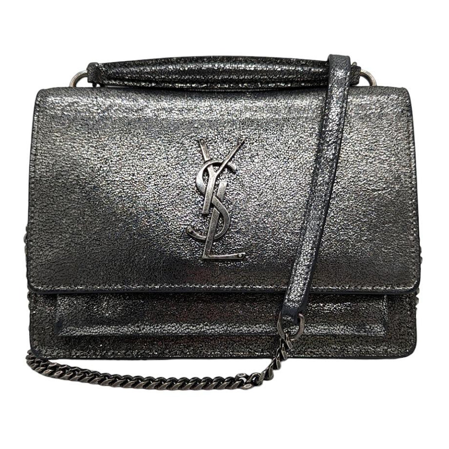 Saint Laurent Silber Metallic Sonnenuntergang Kette Brieftasche