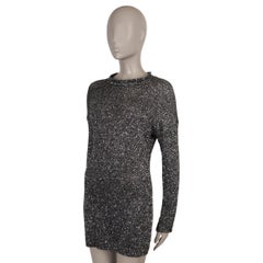 Saint Laurent Abito mini in jersey con paillettes, poliestere argento, collezione 2019, taglia S