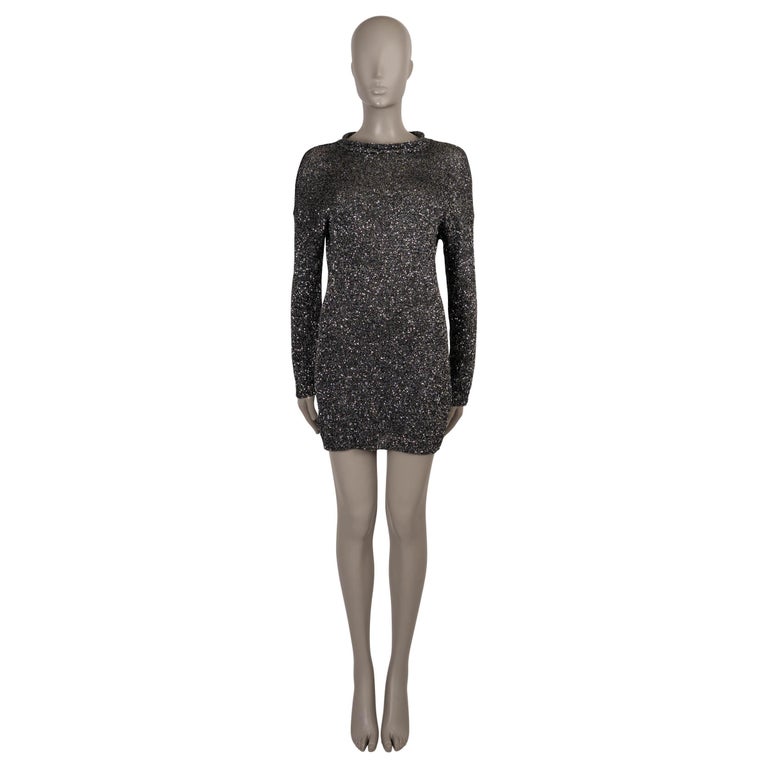 saint laurent glitter dress silver polyester 2019 SEQUIN JERSEY MINI S For Sale at 1stDibs Long Evening Dress