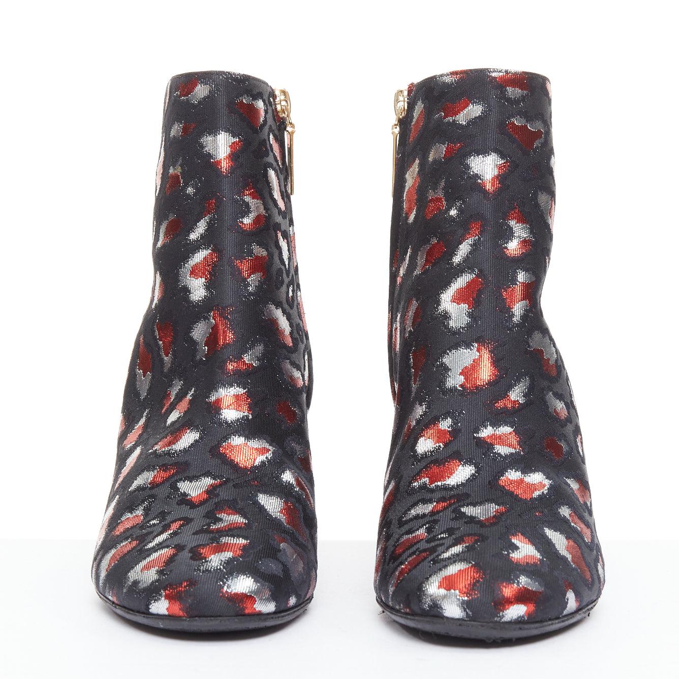 Noir SAINT LAURENT silver red black jacquard YSL gold logo booties EU38 en vente