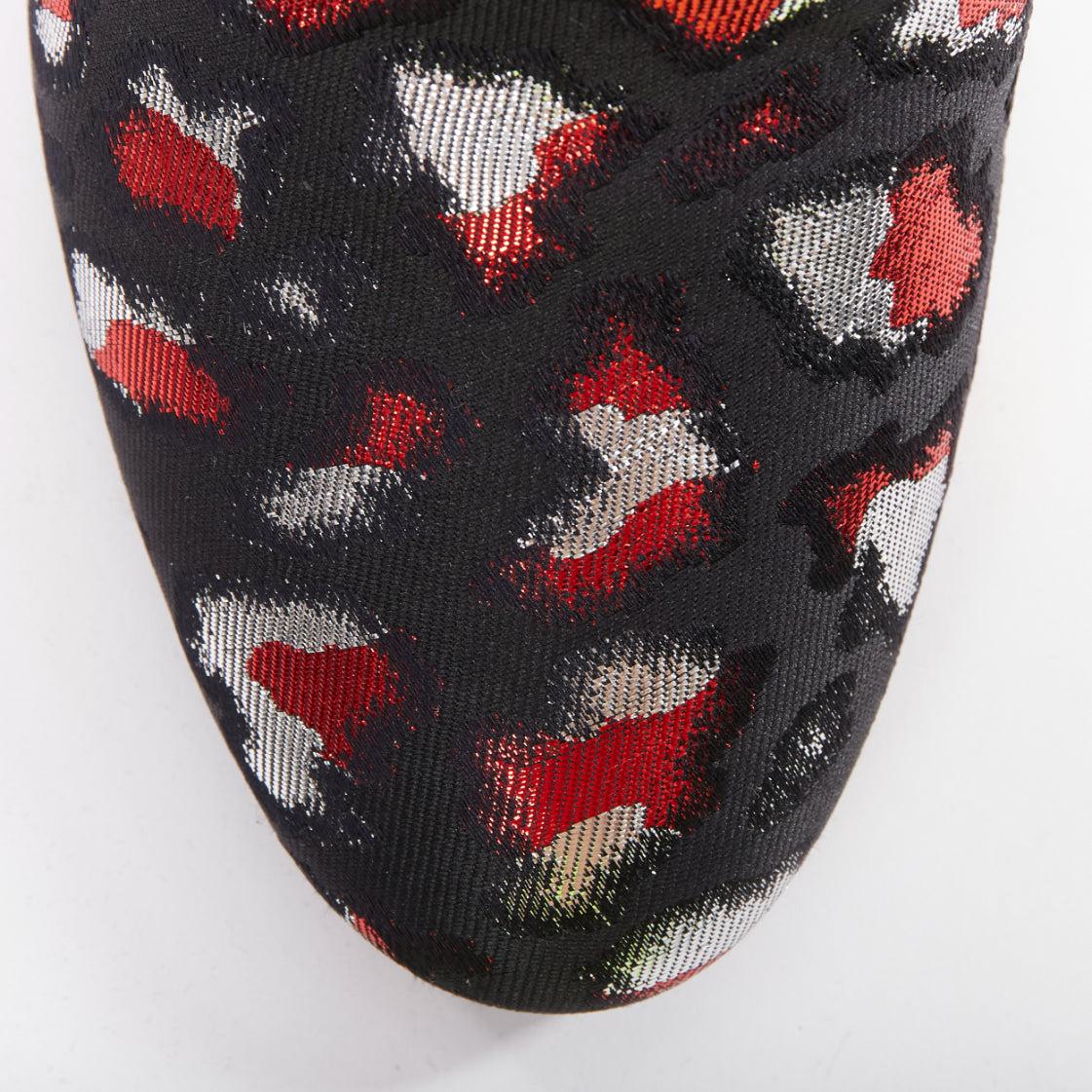 SAINT LAURENT silver red black jacquard YSL gold logo booties EU38 en vente 2