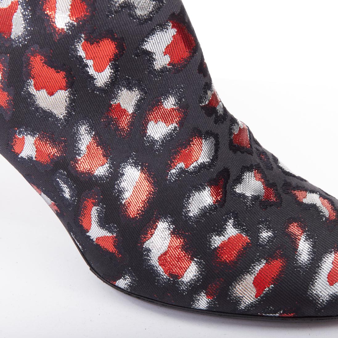 SAINT LAURENT silver red black jacquard YSL gold logo booties EU38 en vente 4