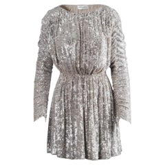 Saint Laurent Silver Sequin Embellished Mini Dress - '20s