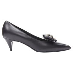 SAINT LAURENT silver spike studded bow point toe pump EU37