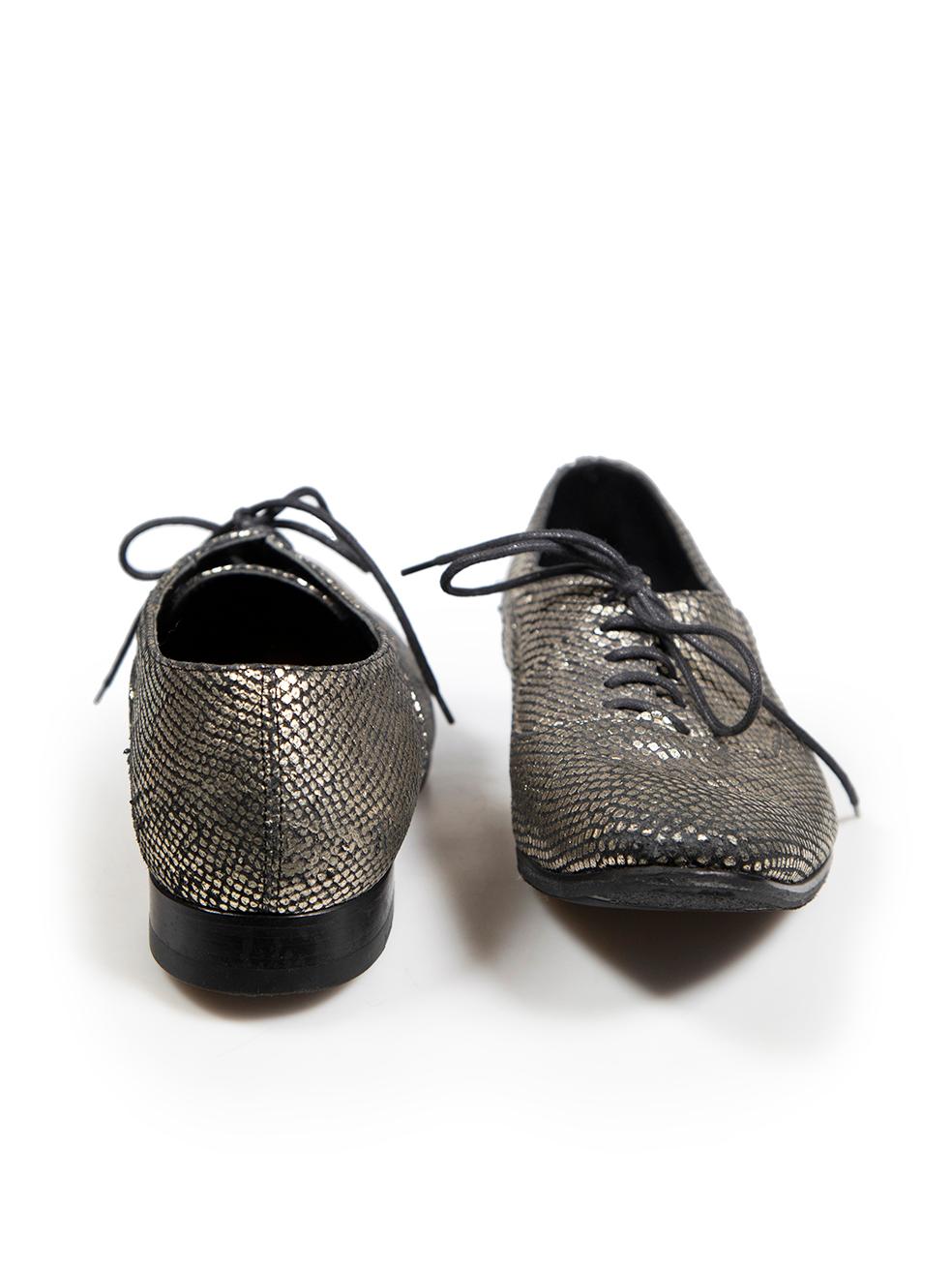 Saint Laurent Silver Suede Print Lace Up Oxfords Size IT 36.5 In Good Condition For Sale In London, GB
