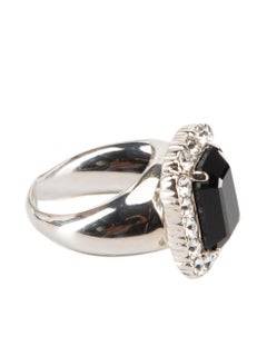 Saint Laurent Silver-Tone Black Jewel Halo Ring