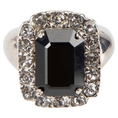 Saint Laurent Silver-Tone Black Jewel Halo Ring