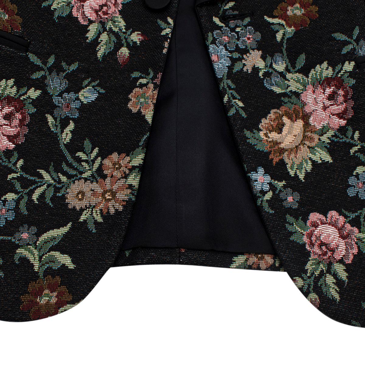 Saint Laurent Single Breasted Black Floral Embroidered Blazer - US Size 4 In New Condition For Sale In London, GB