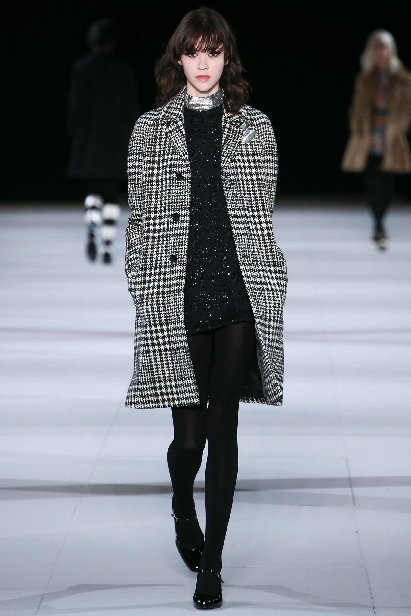 Women's or Men's SAINT LAURENT single breasted houndstooth wool coat