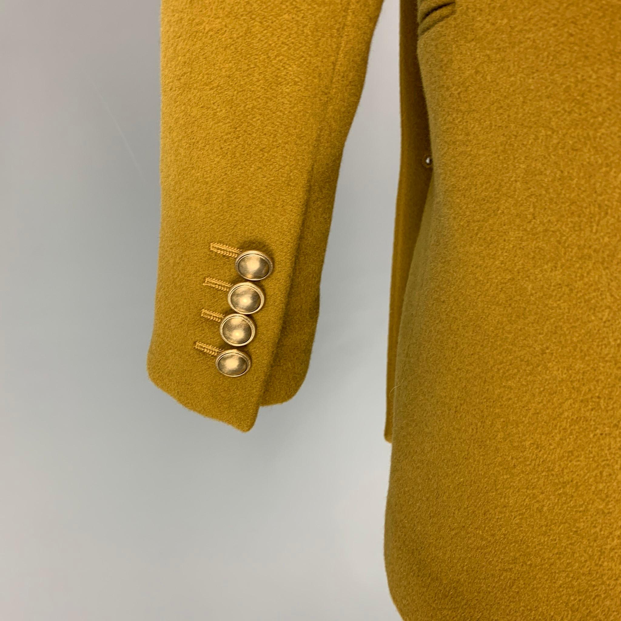 Women's SAINT LAURENT Size 0 Mustard Wool Cashmere Double Breasted Jacket
