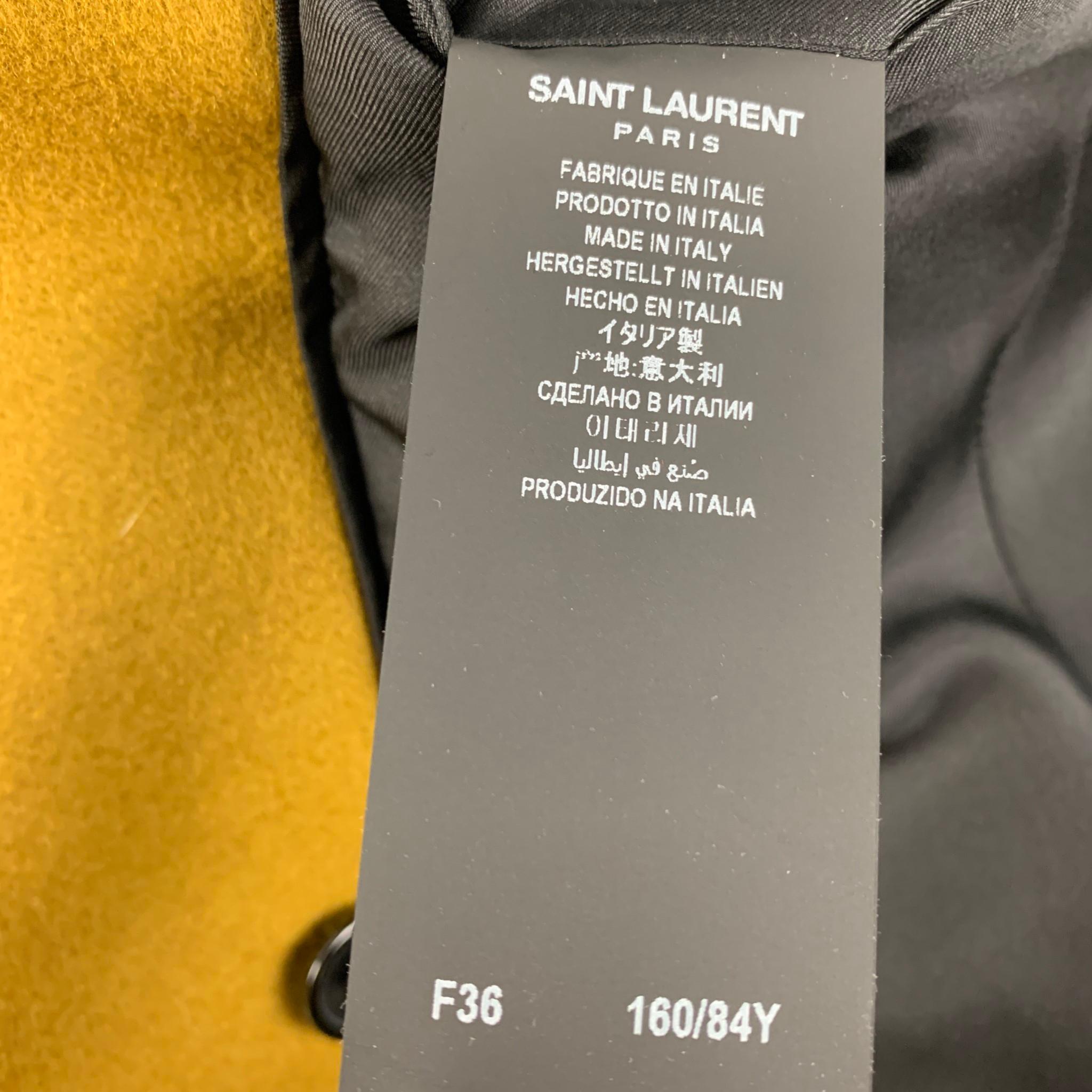 SAINT LAURENT Size 0 Mustard Wool Cashmere Double Breasted Jacket 1
