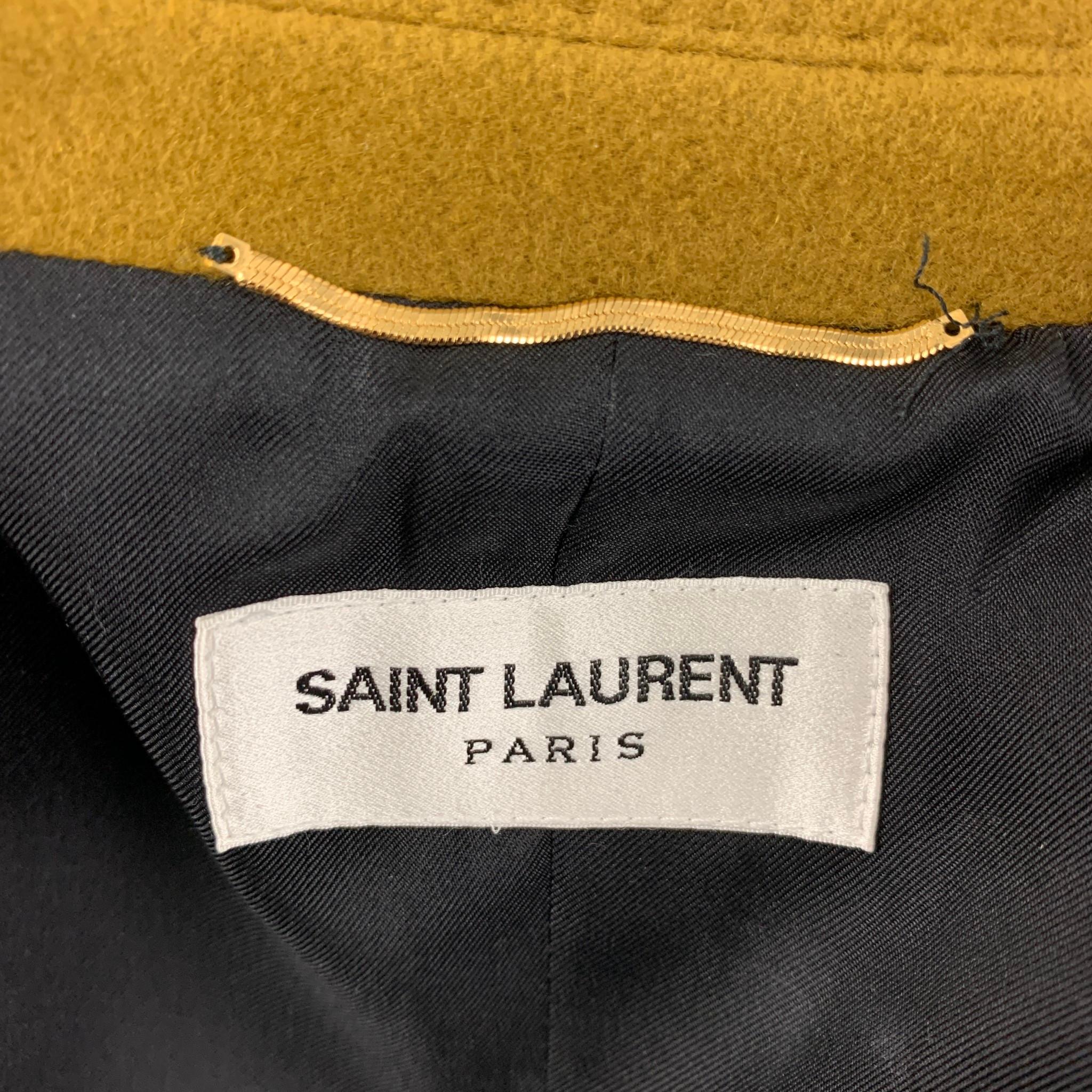 SAINT LAURENT Size 0 Mustard Wool Cashmere Double Breasted Jacket 3