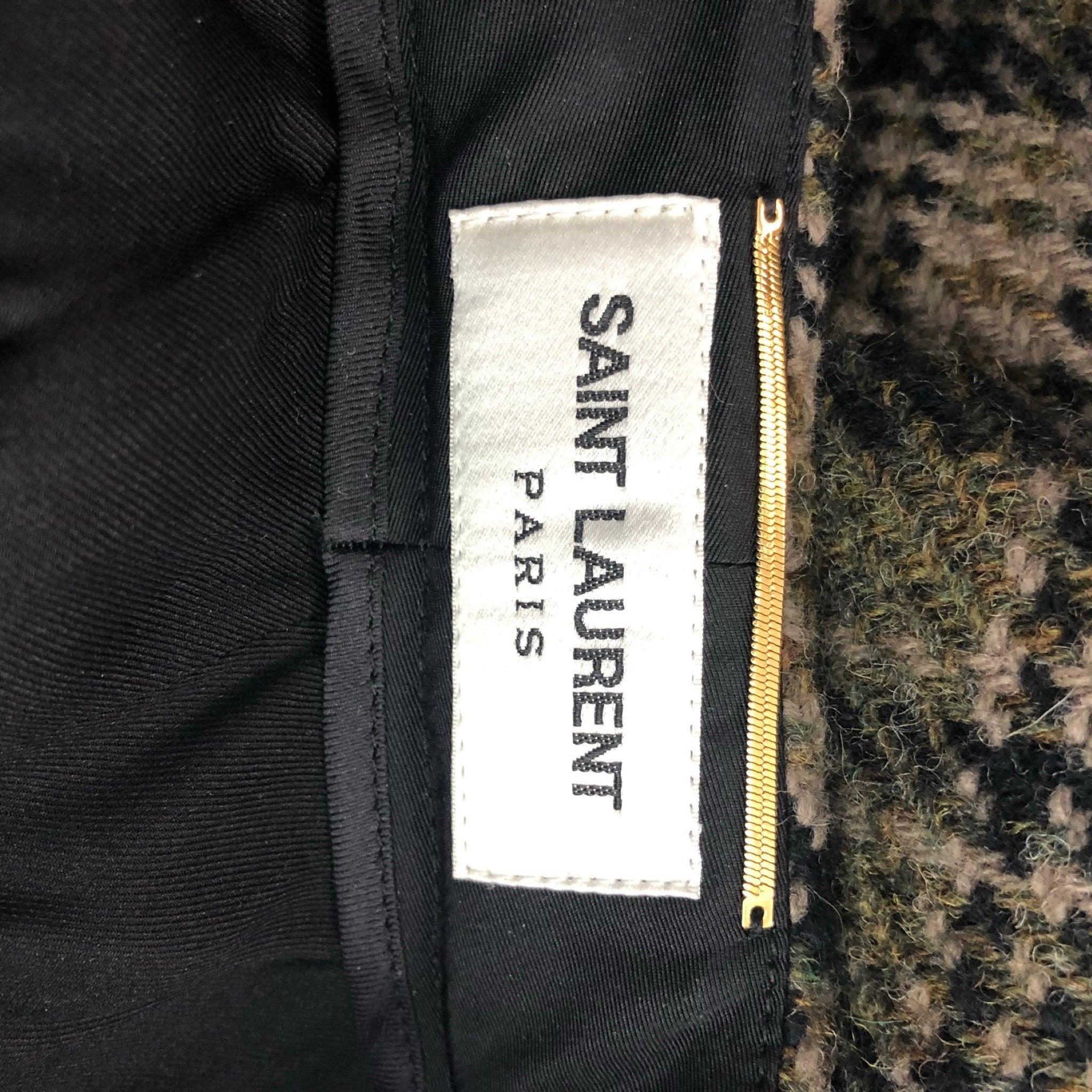 SAINT LAURENT Size 0 Olive Wool Plaid Bermuda Dress Pants In Good Condition For Sale In San Francisco, CA