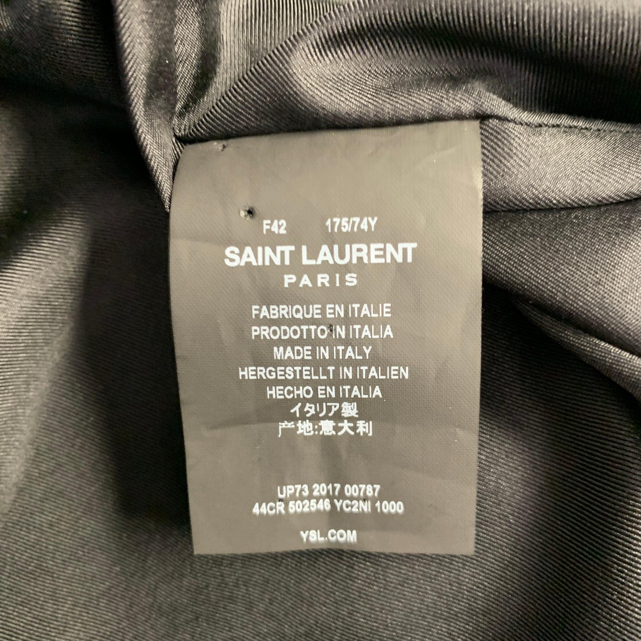 SAINT LAURENT Size 10 Black Calfskin Leather Mini Skirt 1
