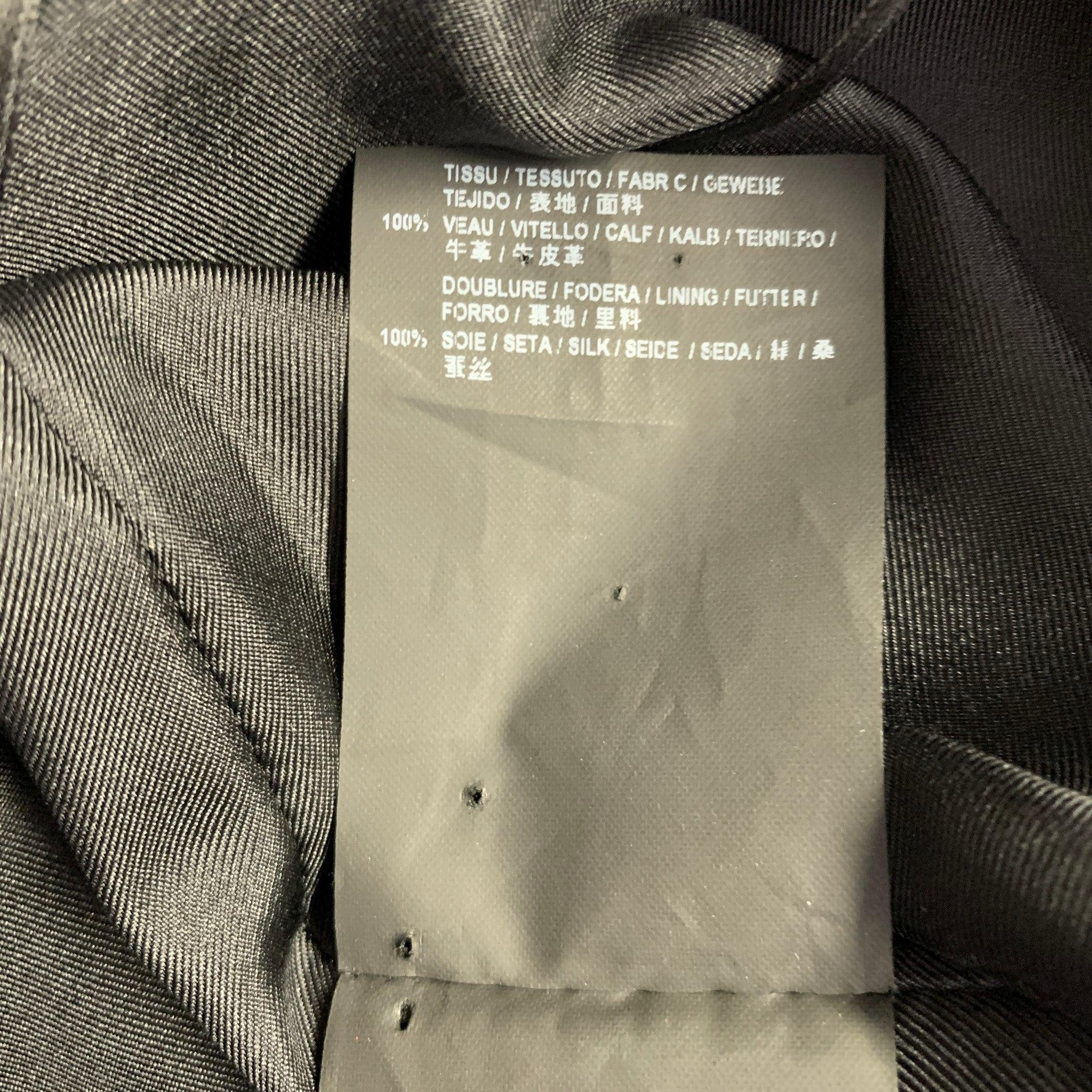 SAINT LAURENT Size 10 Black Calfskin Leather Mini Skirt 2