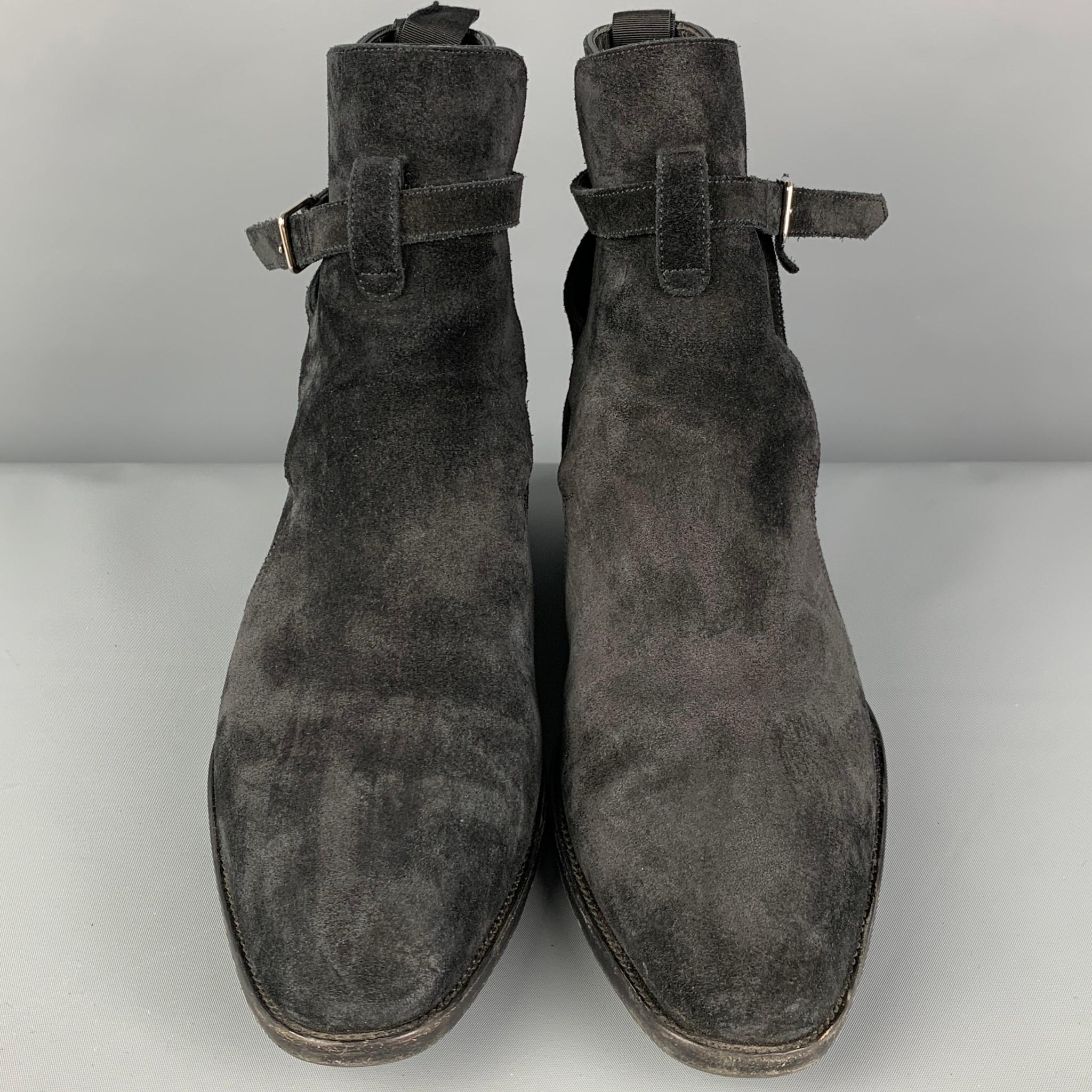 Men's SAINT LAURENT Size 10 Black Leather Belted Wyatt 30 Jodhpur Boots