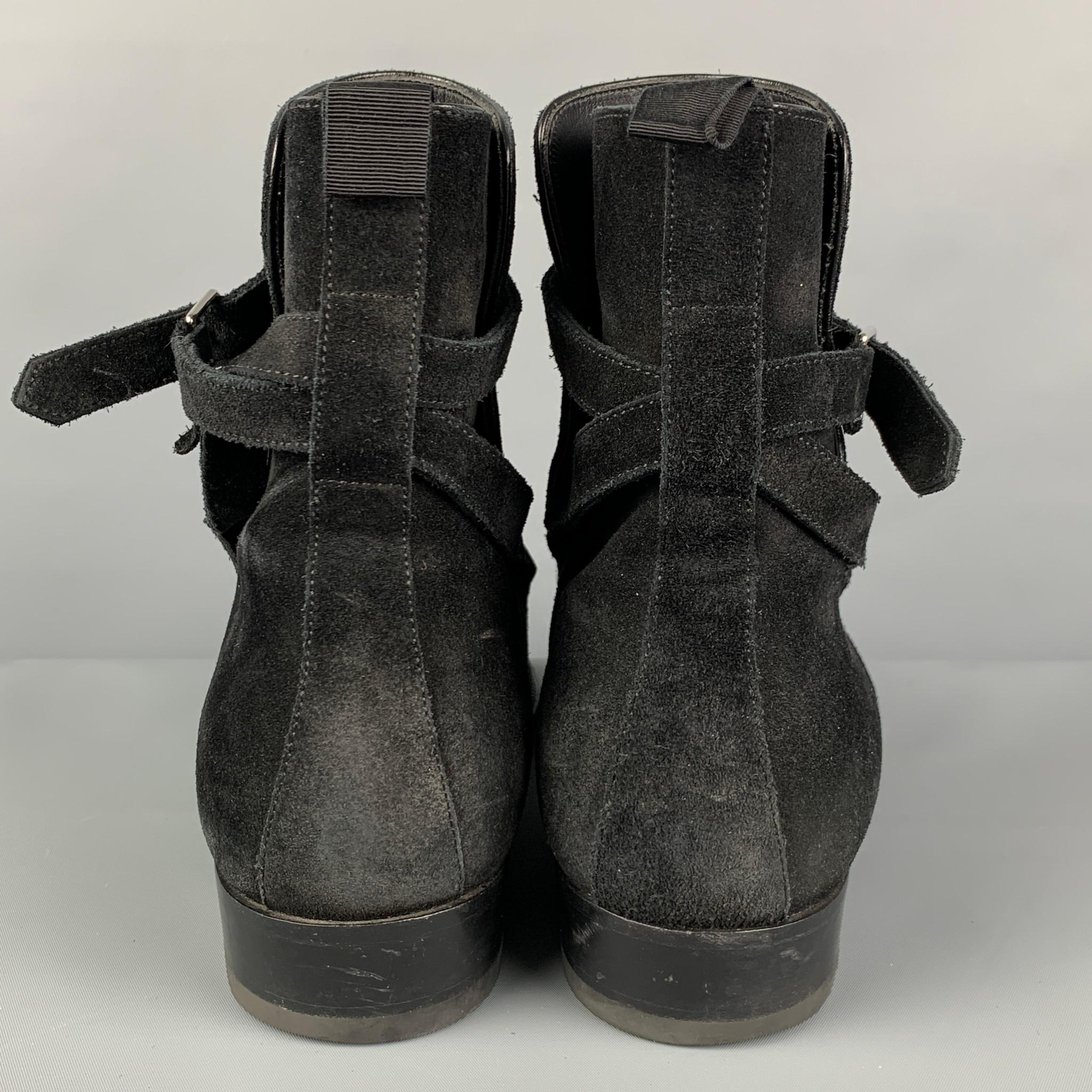SAINT LAURENT Size 10 Black Leather Belted Wyatt 30 Jodhpur Boots 1