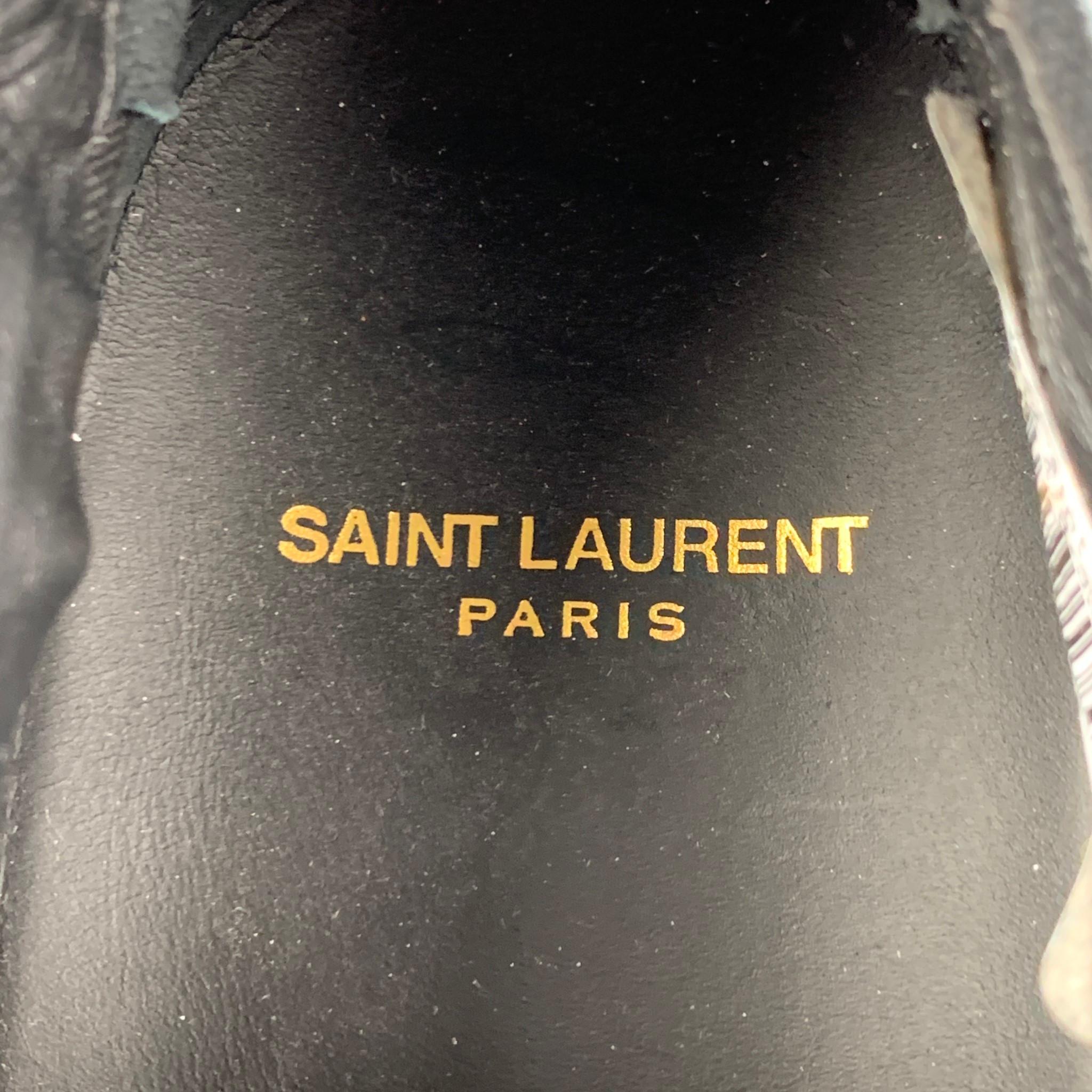 SAINT LAURENT Size 10 Black White Stripe Canvas Lace Up Sneakers In Good Condition In San Francisco, CA
