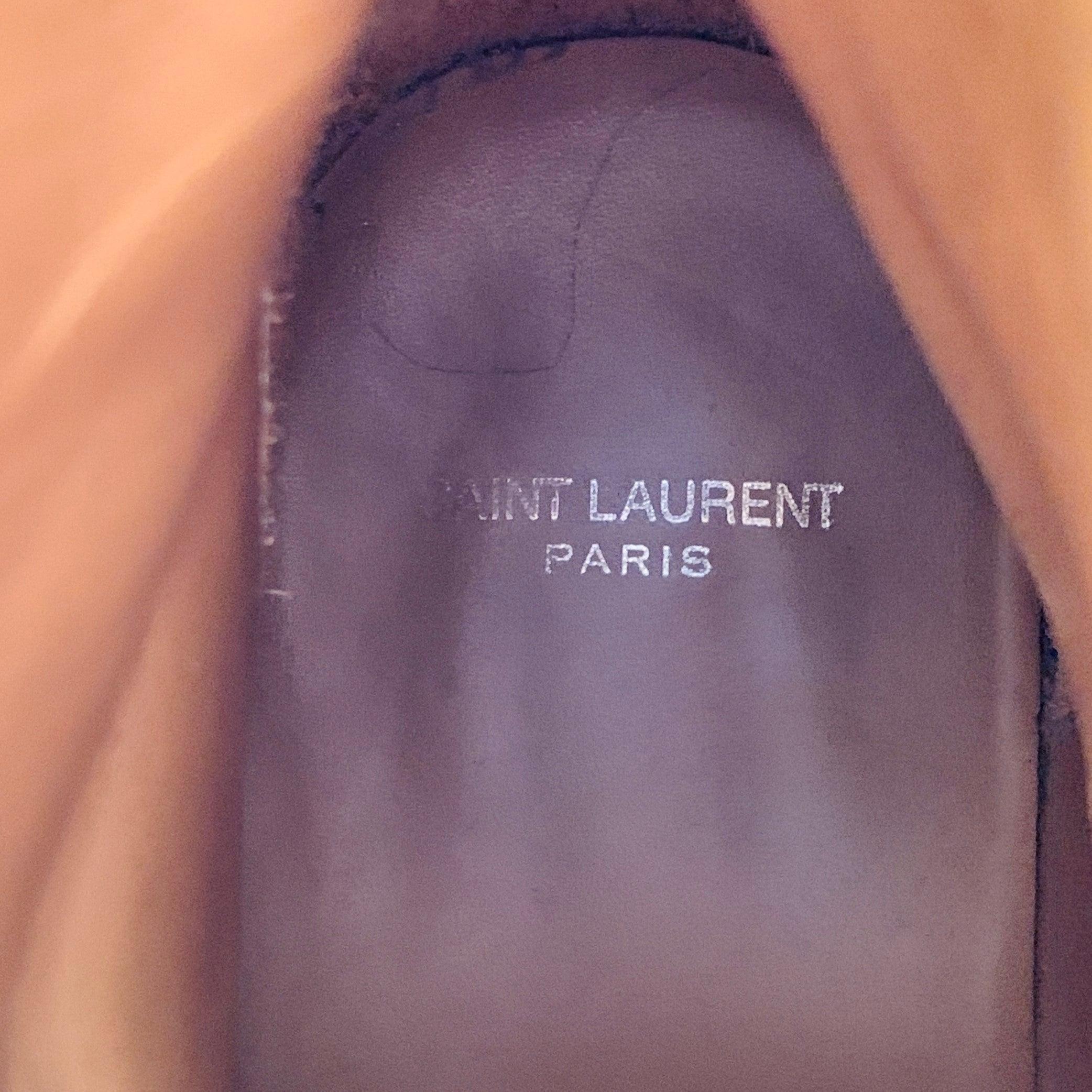 SAINT LAURENT Size 10 Camel Suede Side Zipper Western Cowboy Ankle Boots For Sale 3