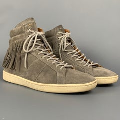 SAINT LAURENT Size 10 Grey Fringe Suede High Top Sneakers
