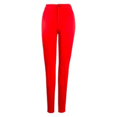 SAINT LAURENT Taille 10 Pantalon habillé fuselé en viscose rouge