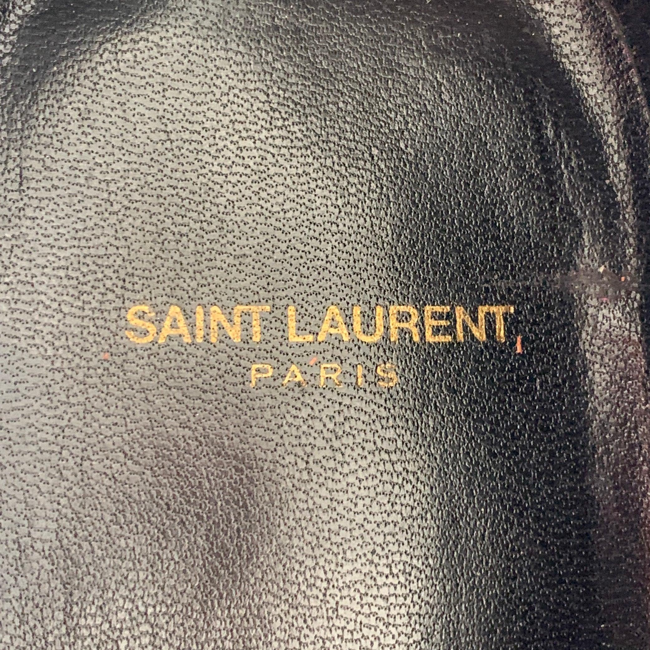 SAINT LAURENT Size 10 Silver Metallic Leather Derby Lace-Up Shoes For Sale 3