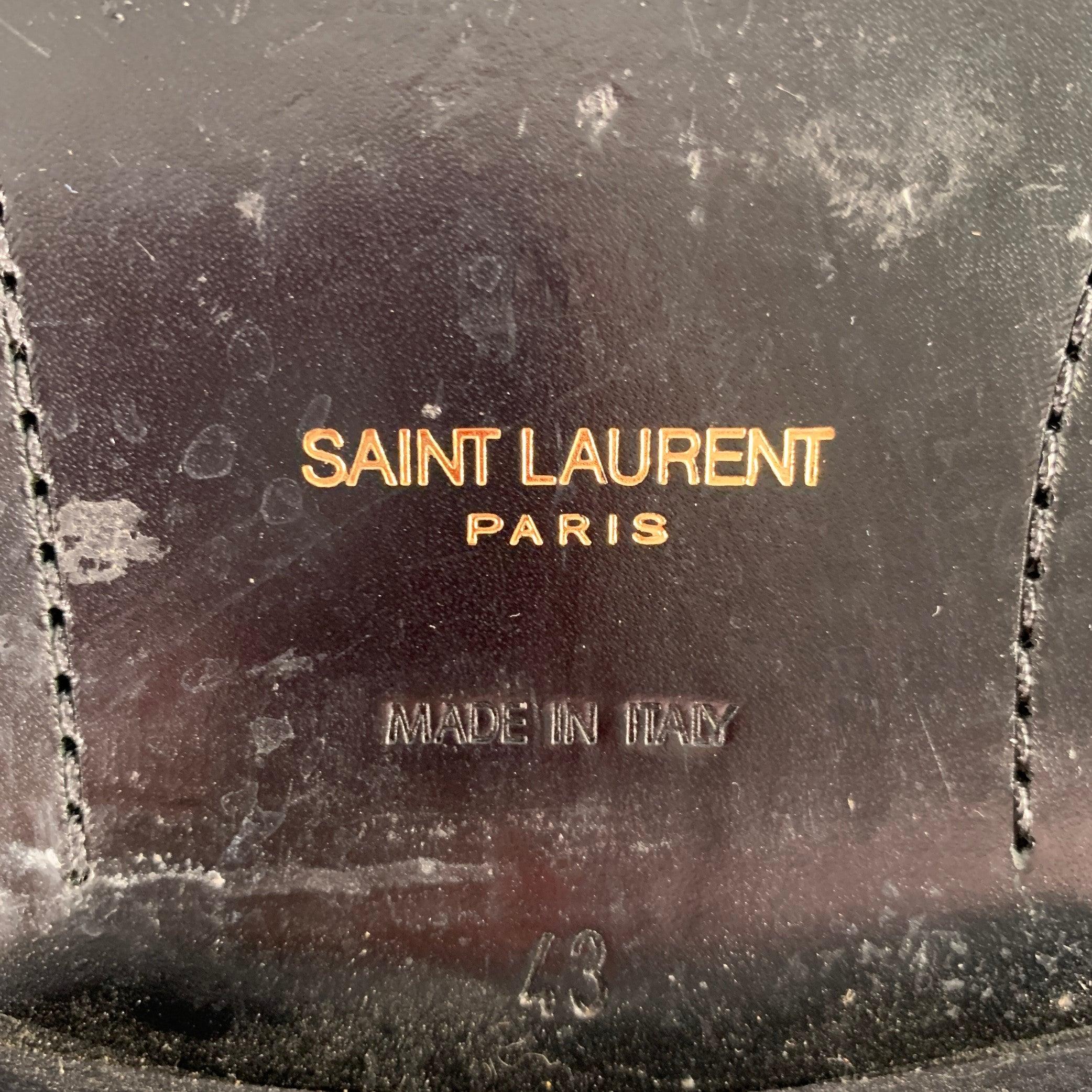 SAINT LAURENT Size 10 Silver Metallic Leather Derby Lace-Up Shoes For Sale 4