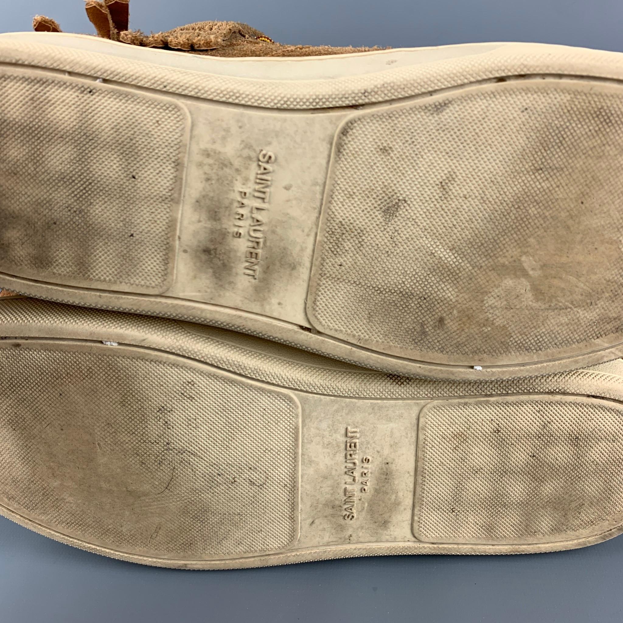 SAINT LAURENT Size 10 Tan Fringe Suede High Top SL/18H Sneakers 3