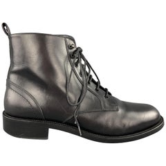 SAINT LAURENT Size 10.5 Black Leather PATTI Ankle Boots