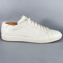 SAINT LAURENT Size 12 White Leather Low Top Sneakers