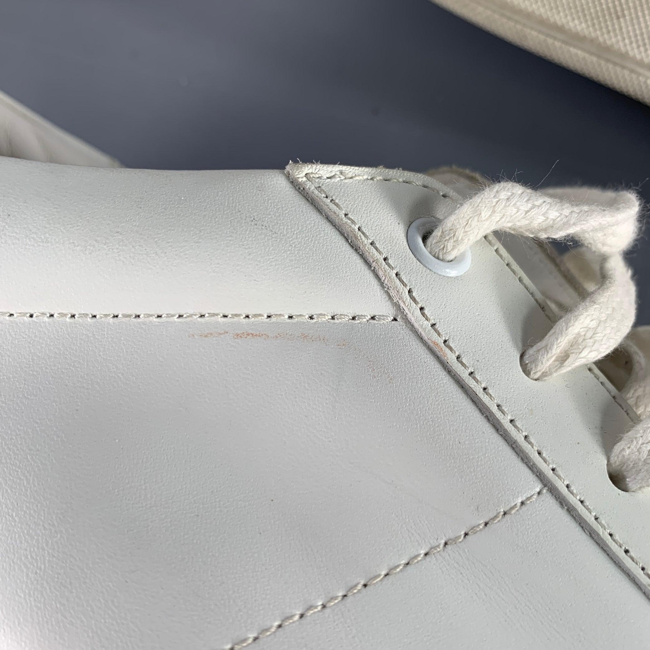 SAINT LAURENT Size 12 White Leather Low Top Sneakers For Sale 4
