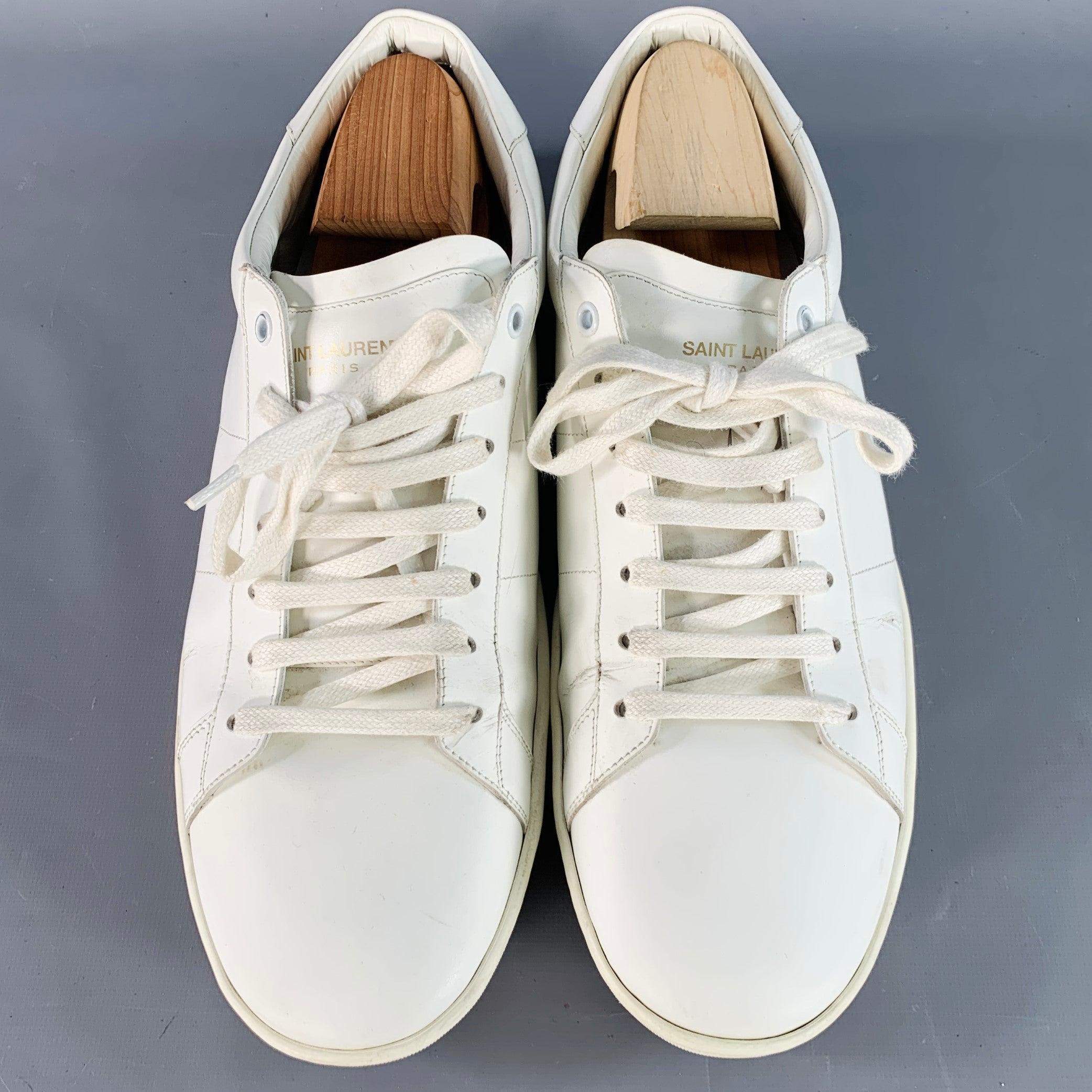 SAINT LAURENT Talla 15 Zapatillas bajas de piel blanca con cordones en Bueno estado para la venta en San Francisco, CA
