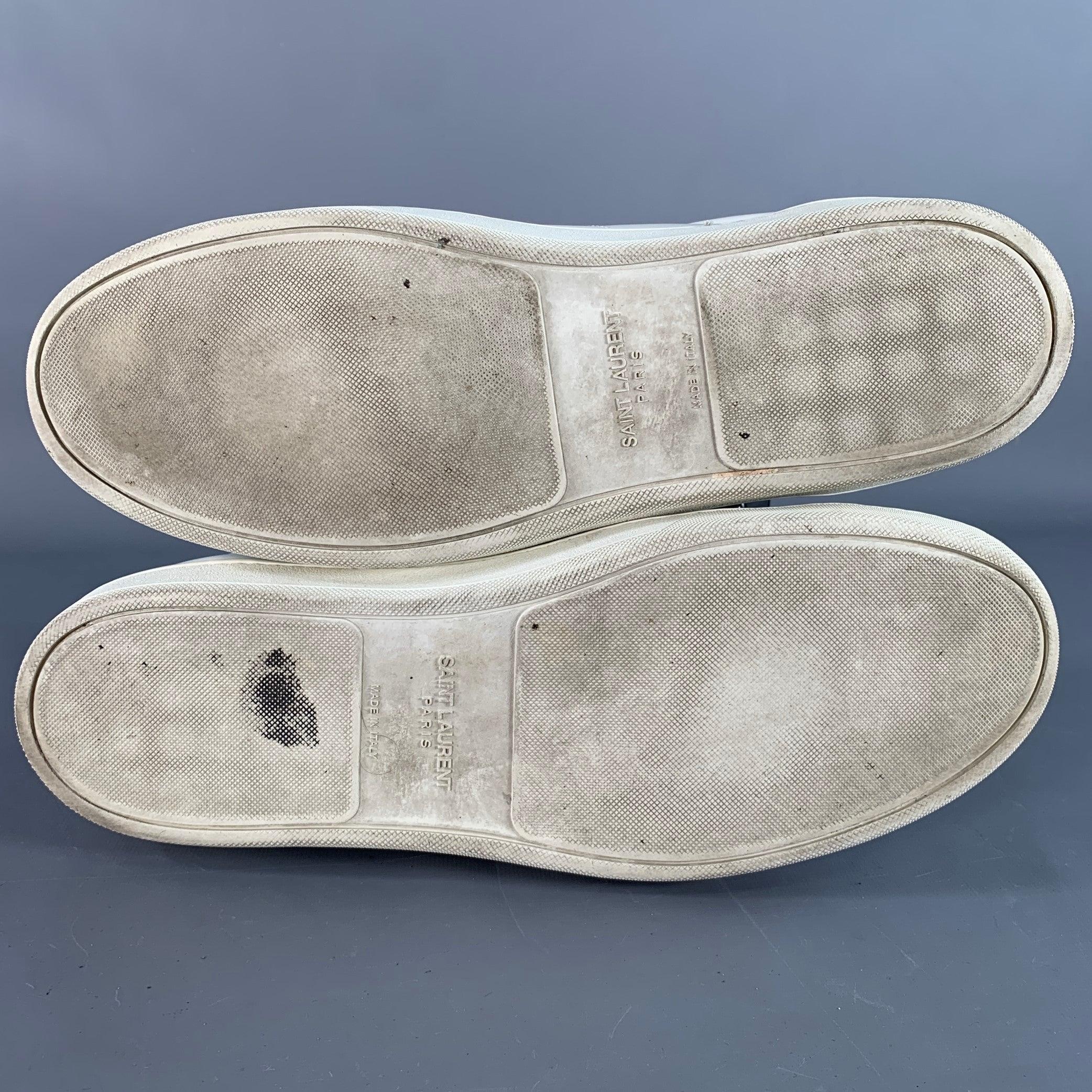 SAINT LAURENT Talla 15 Zapatillas bajas de piel blanca con cordones en venta 1