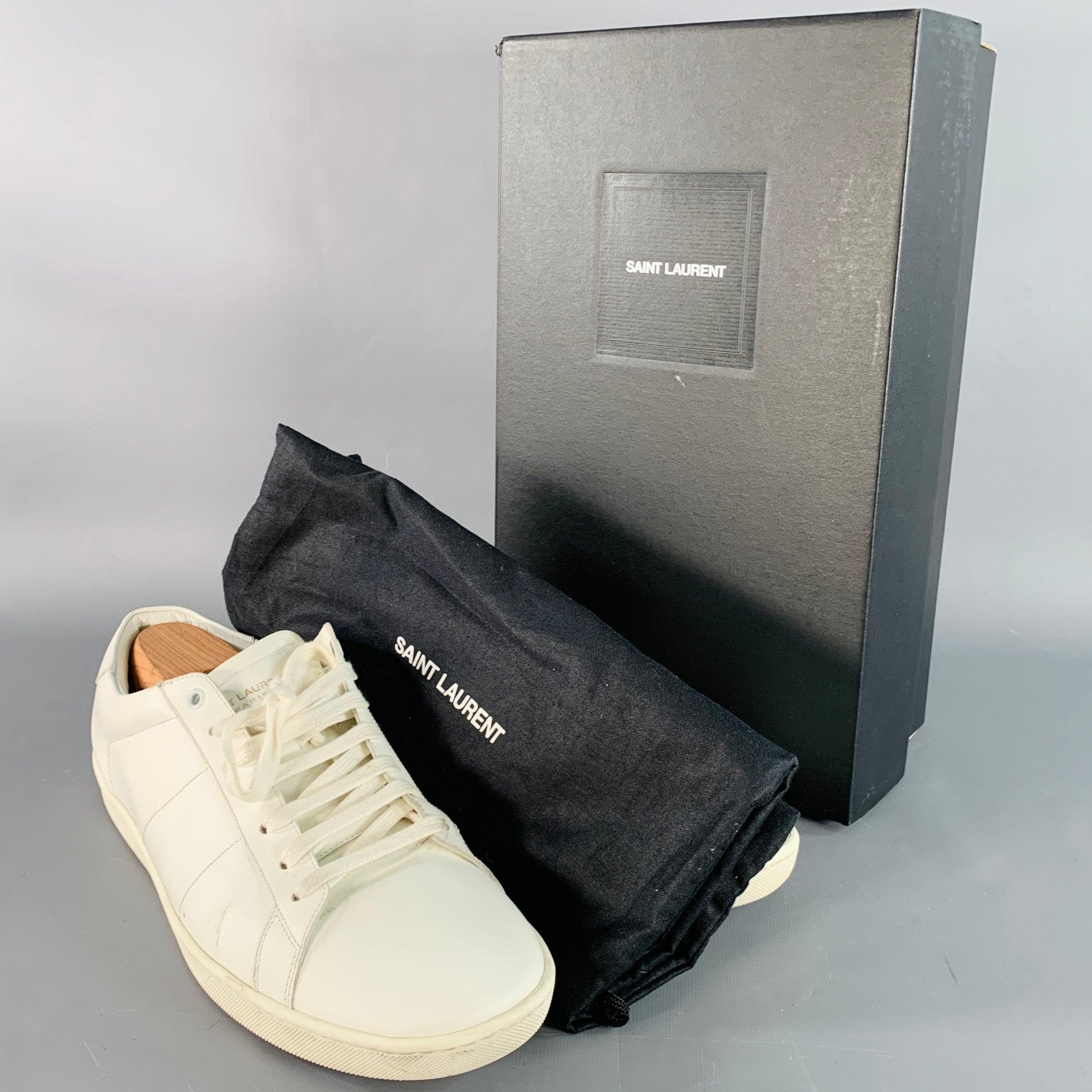 SAINT LAURENT Talla 15 Zapatillas bajas de piel blanca con cordones en venta 4