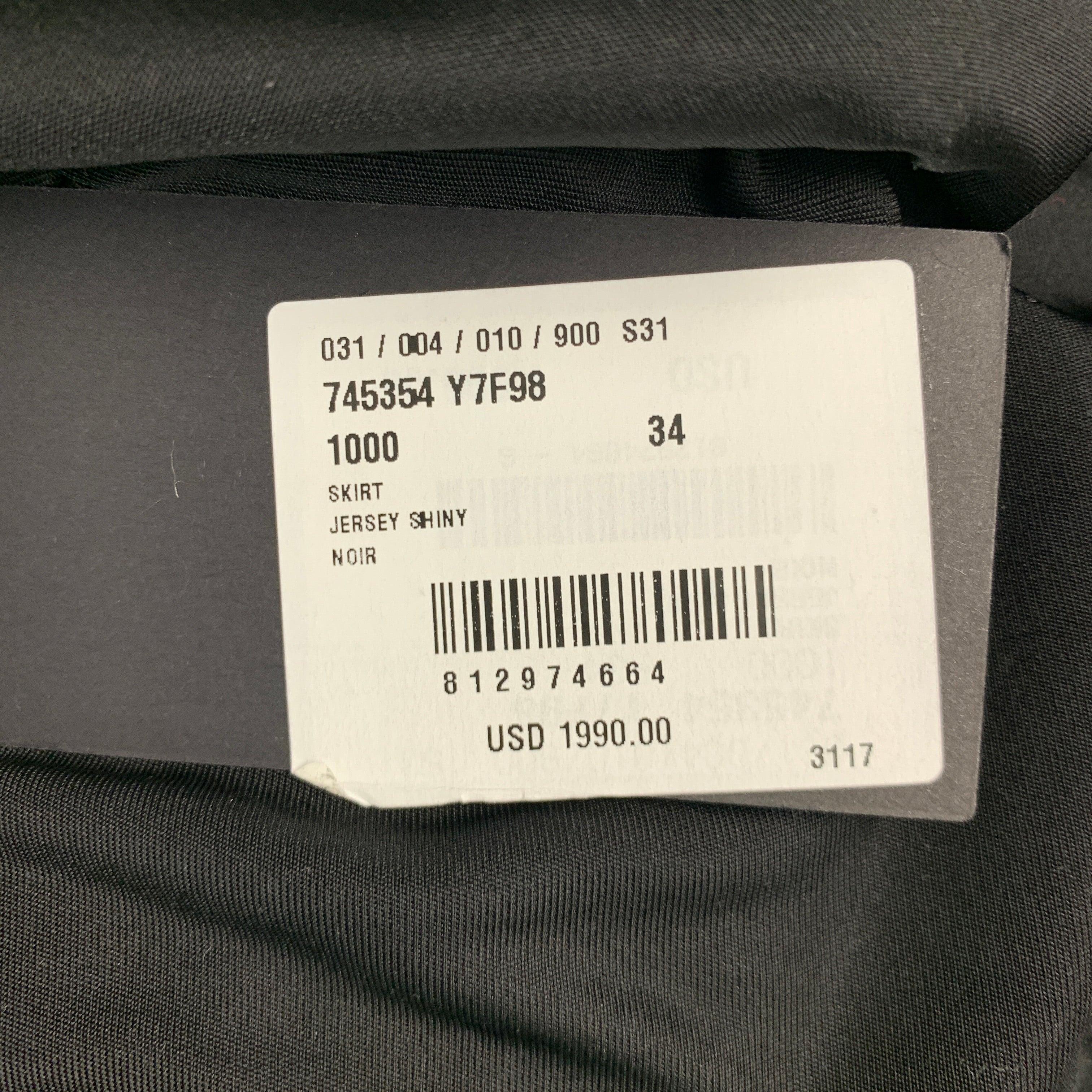 SAINT LAURENT Size 2 Black Jersey Long Skirt For Sale 2