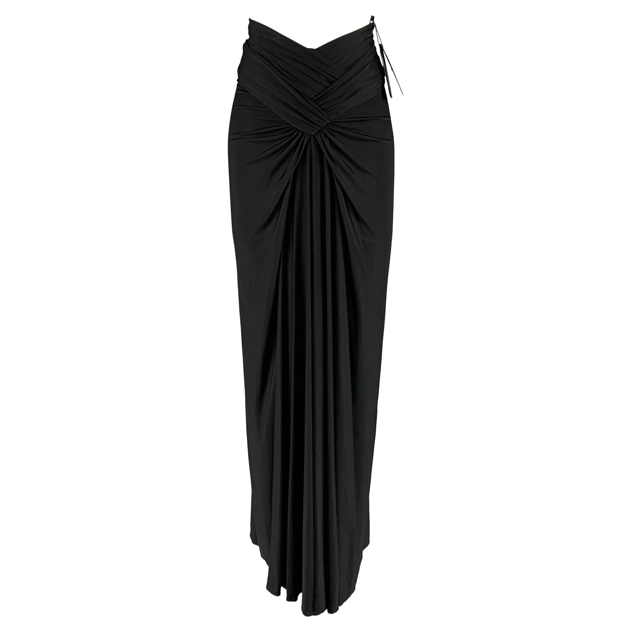 SAINT LAURENT Größe 2 Schwarzer langer Jersey-Rock aus Jersey