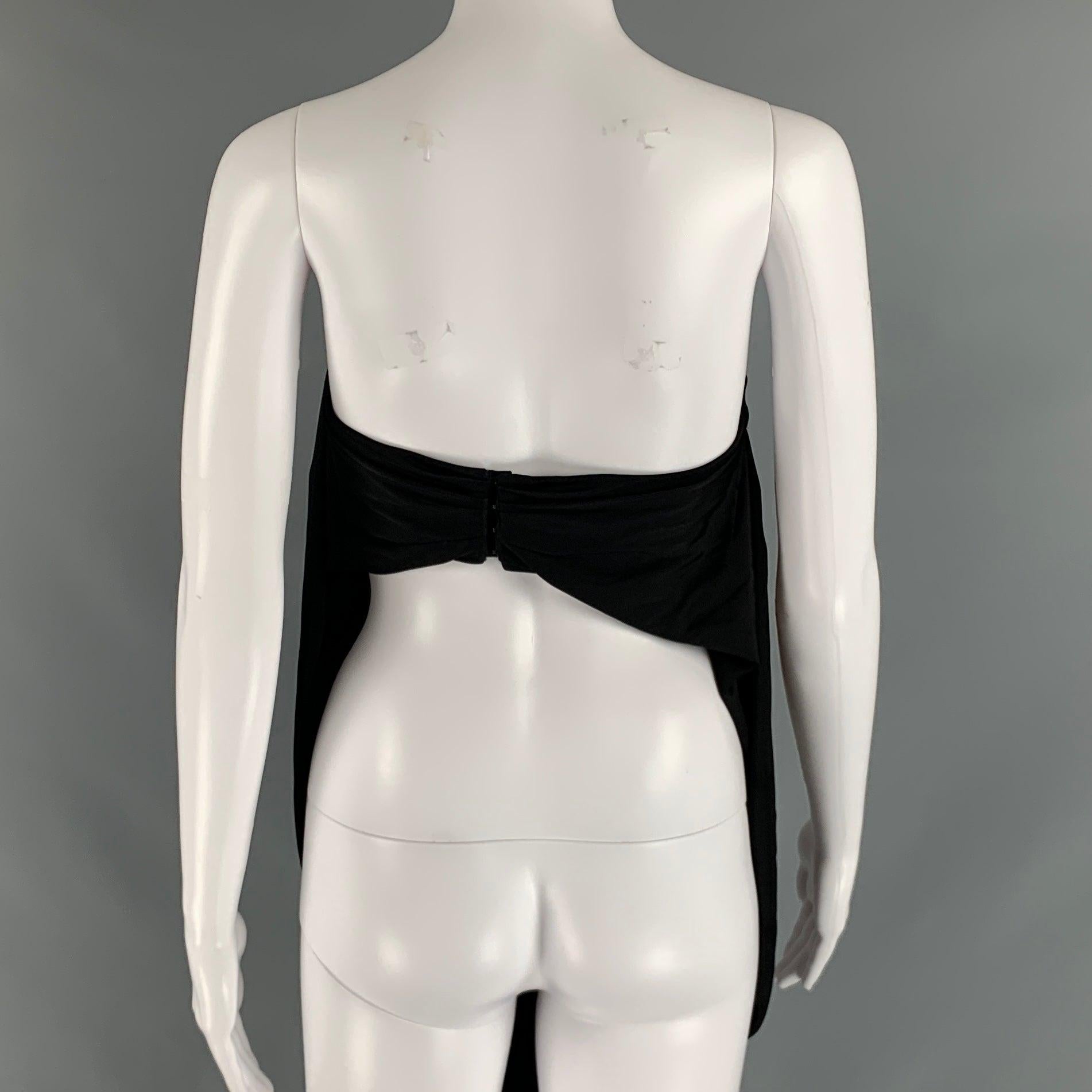 SAINT LAURENT Size 2 Black Jersey Ruched Bralette Dress Top In Good Condition For Sale In San Francisco, CA