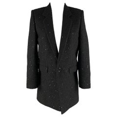 SAINT LAURENT Size 2 Black Polyamide Blend Sequined Blazer