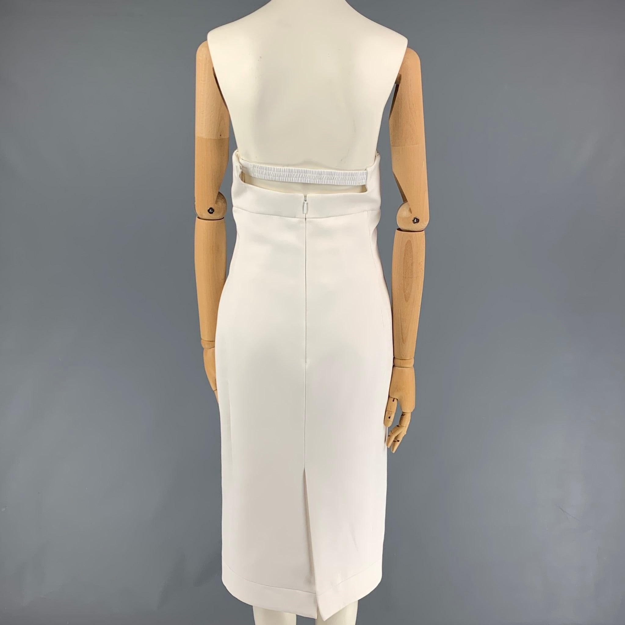 SAINT LAURENT Size 2 White Viscose Strapless Cut-Out Cocktail Dress In Good Condition For Sale In San Francisco, CA