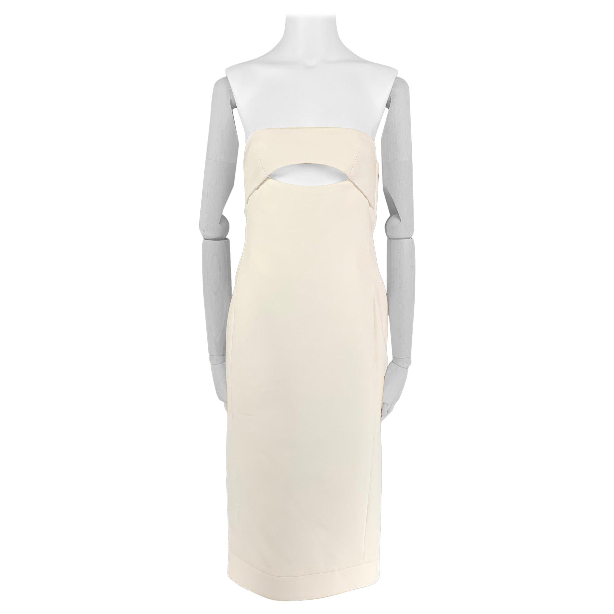 Robe de cocktail à découpes sans bretelles en viscose blanche SAINT LAURENT Taille 2
