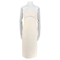 SAINT LAURENT Größe 2 Weißes trägerloses Cocktailkleid aus Viskose mit Ausschnitt