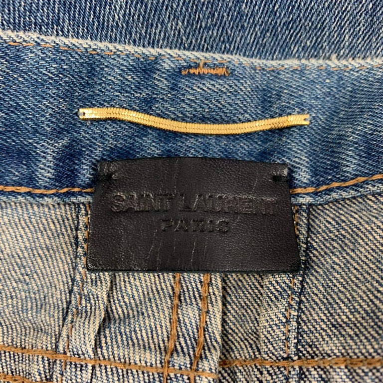 Saint Laurent Distressed Denim Skinny Jeans Black White Gray (Size 27)