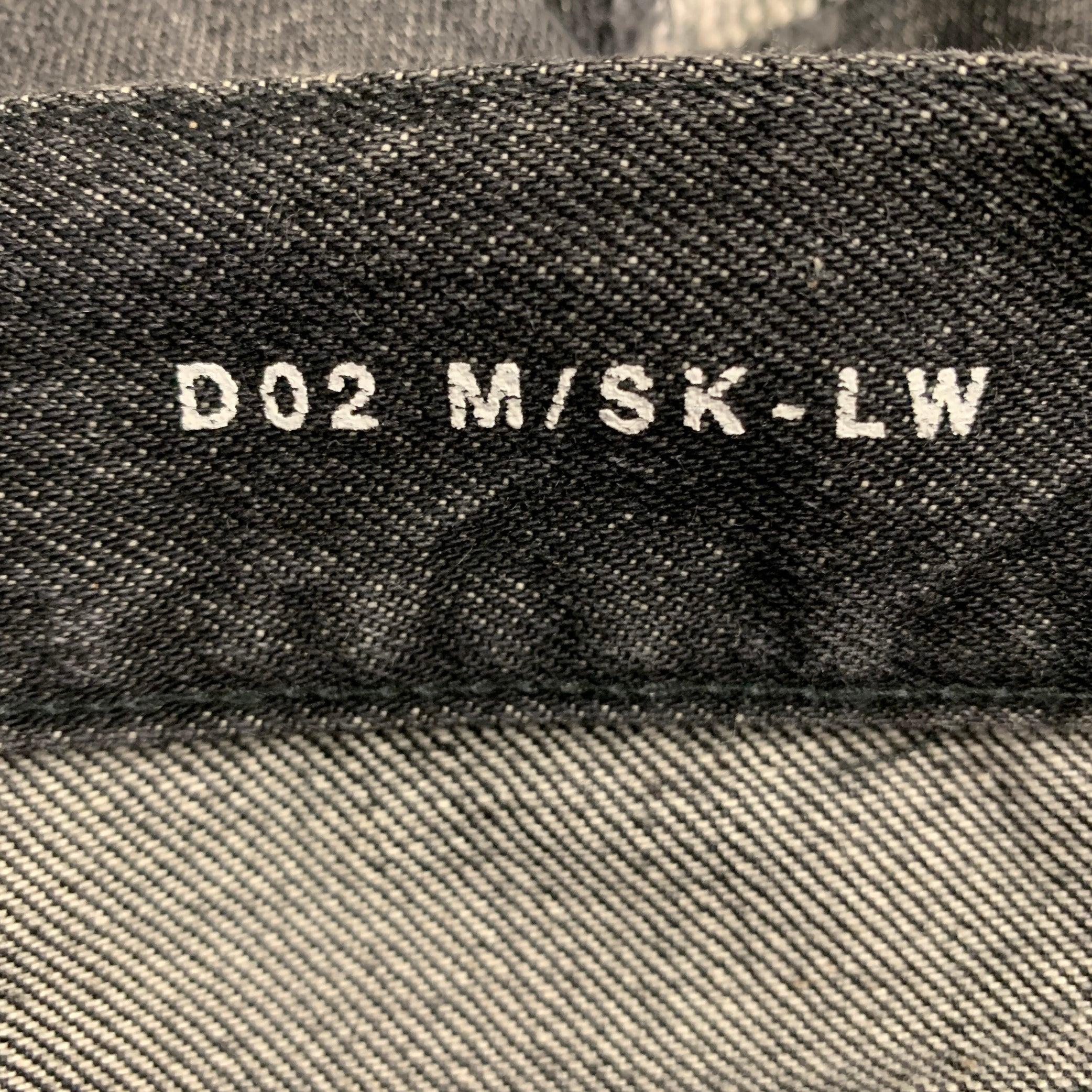 Men's SAINT LAURENT Size 28 Grey Charcoal Distressed Cotton Straight Jeans For Sale