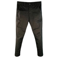SAINT LAURENT Size 30 Black Cotton Blend Flat Front Slim Tapered Casual Pants