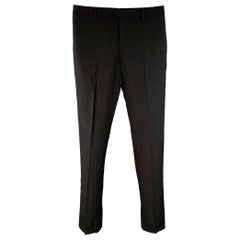 SAINT LAURENT Size 30 Black Wool Twill Flat Front Tapered Casual Pants