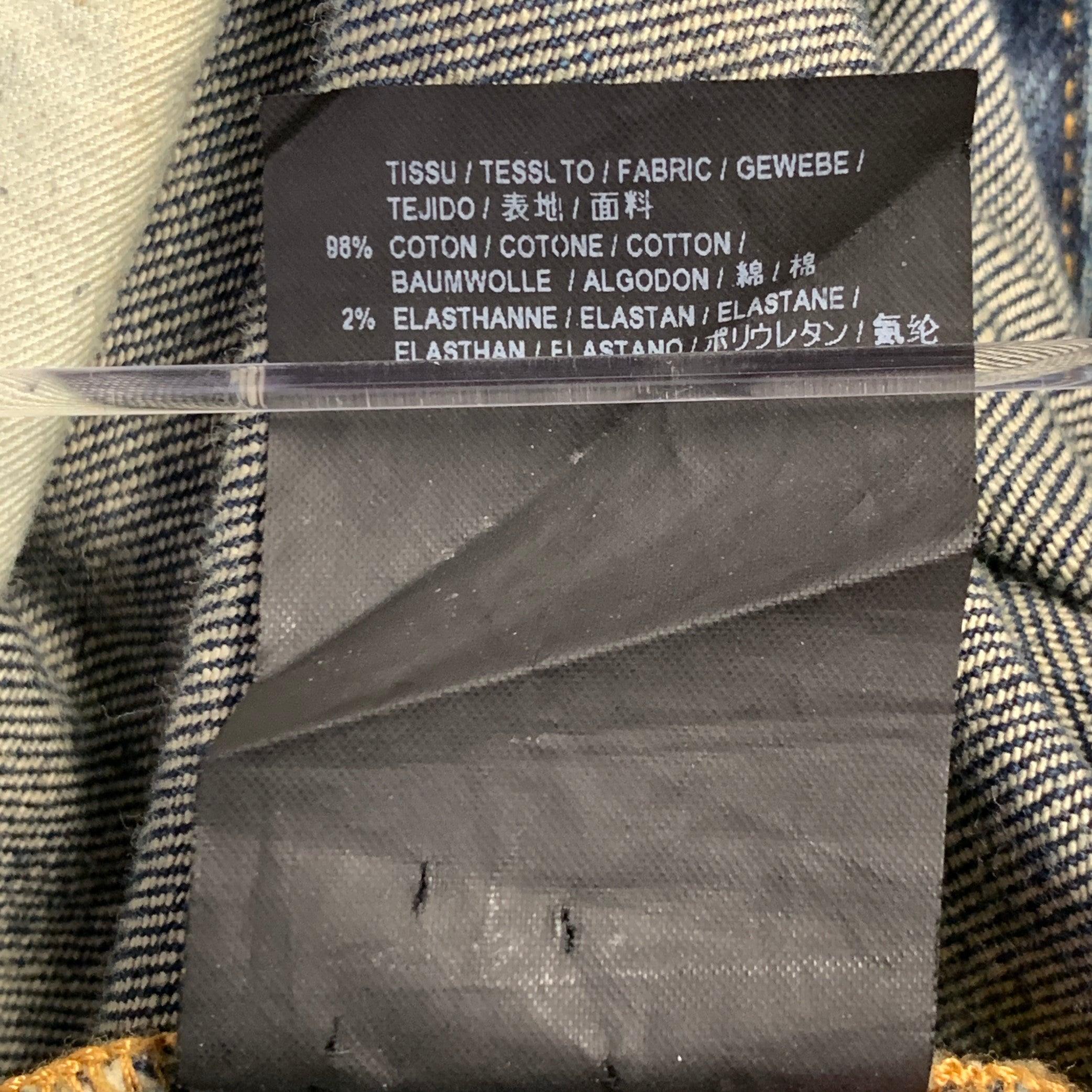 SAINT LAURENT Size 30 Blue Contrast Stitch Cotton Blend Straight Jeans For Sale 1