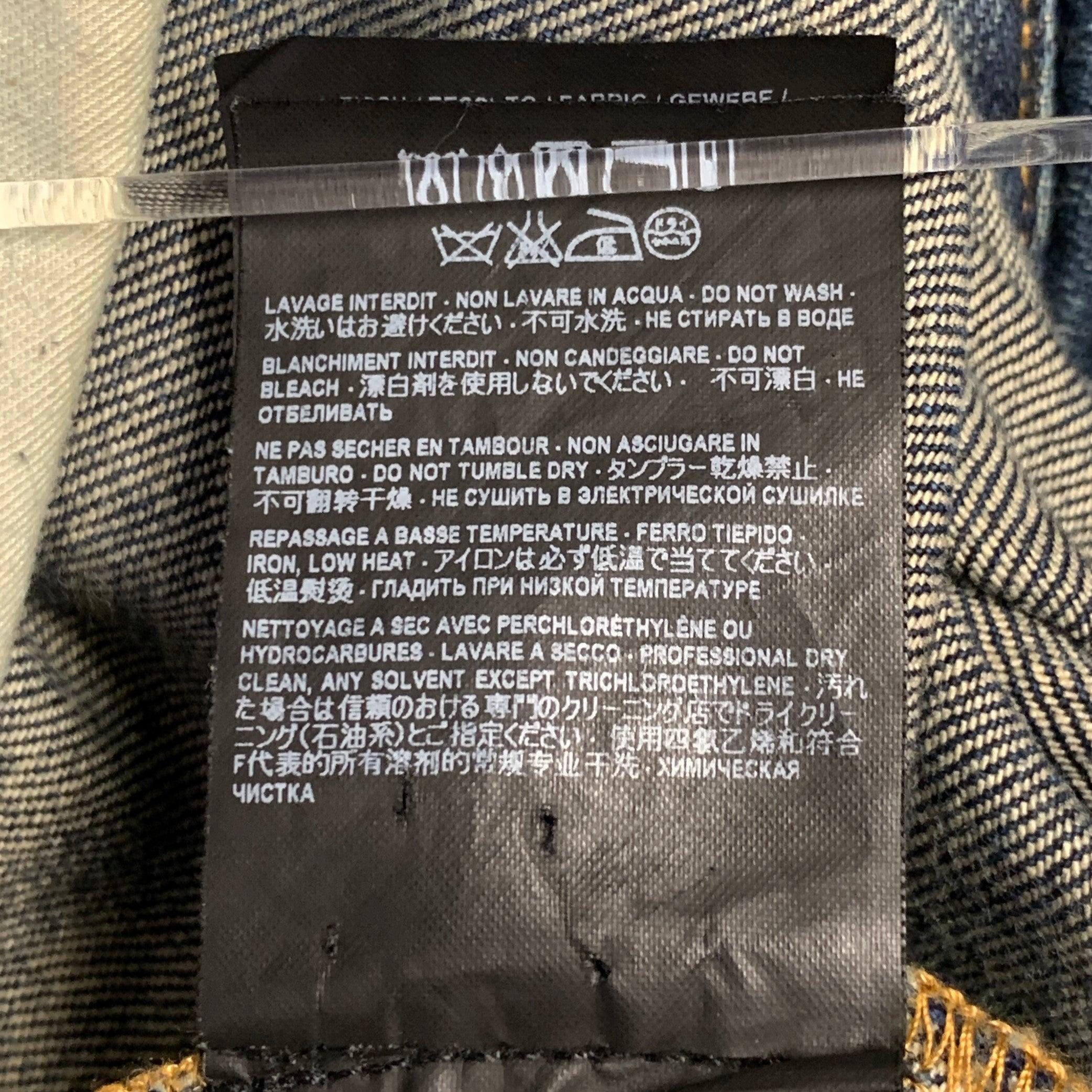 SAINT LAURENT Size 30 Blue Contrast Stitch Cotton Blend Straight Jeans For Sale 2