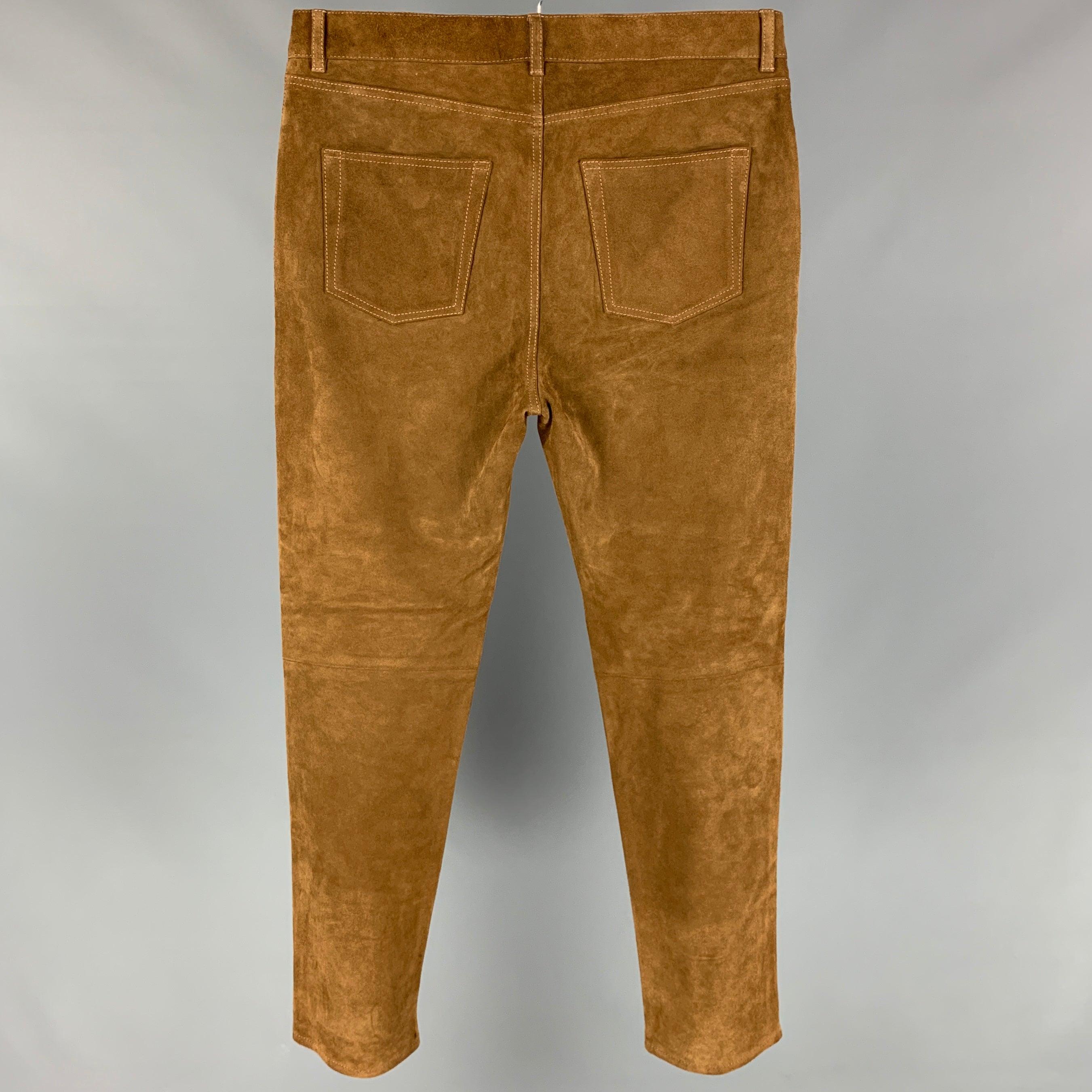 SAINT LAURENT Size 30 Brown & Tan Suede Casual Pants In Good Condition In San Francisco, CA