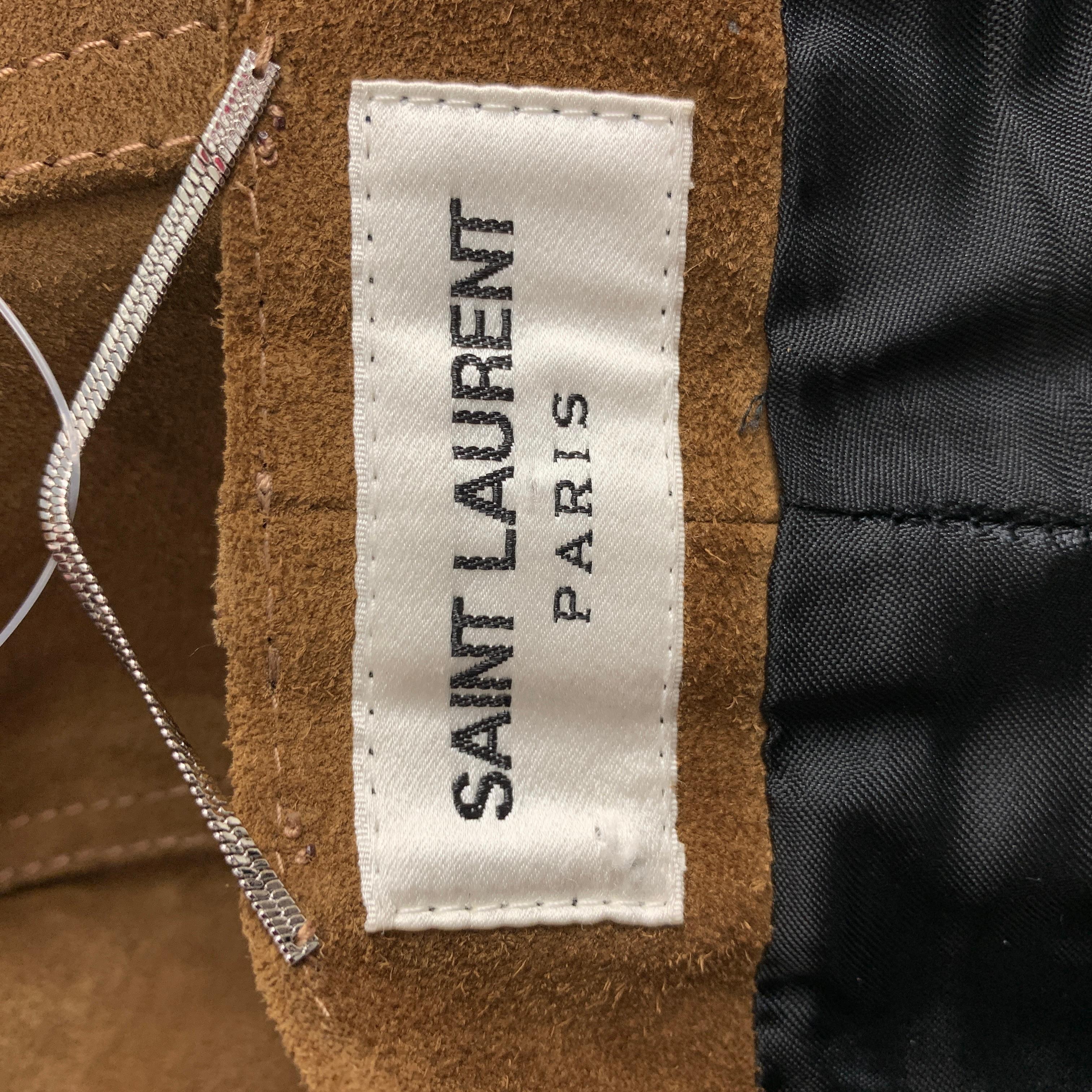 SAINT LAURENT Size 30 Brown & Tan Suede Casual Pants In Excellent Condition For Sale In San Francisco, CA